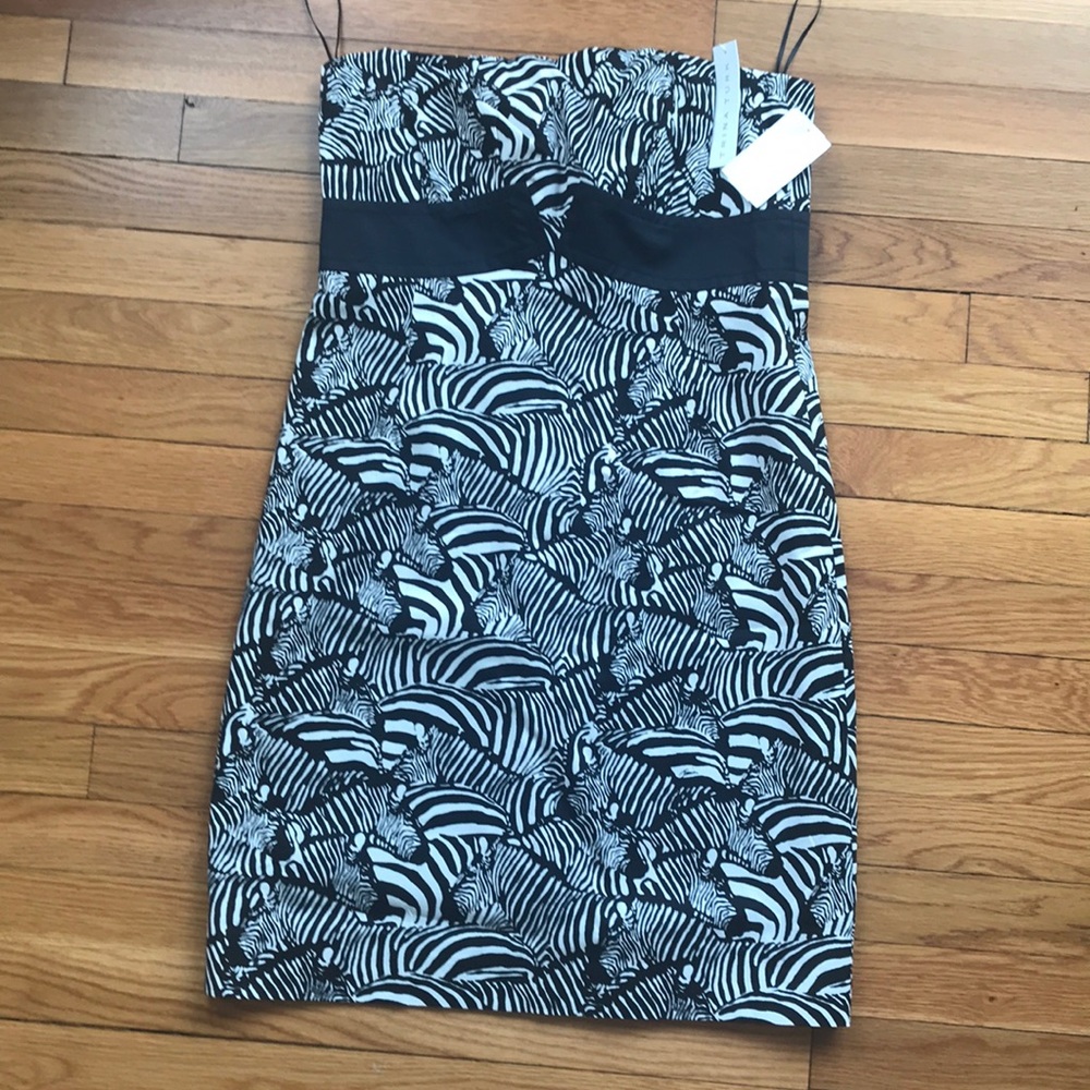 Trina Turk strapless zebra print dress